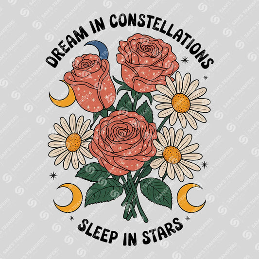Apparel featuring a Dream In Constellations Sleep In Stars-themed DTF transfer.