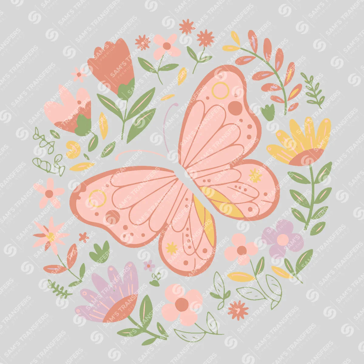 Apparel featuring a Floral Butterfly-themed DTF transfer.