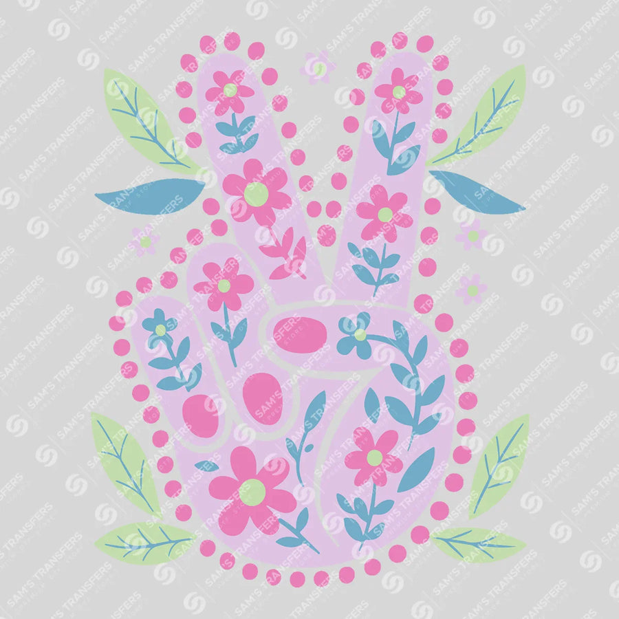 Floral Peace Sign Ready-to-Press DTF Transfer | SAT11412
