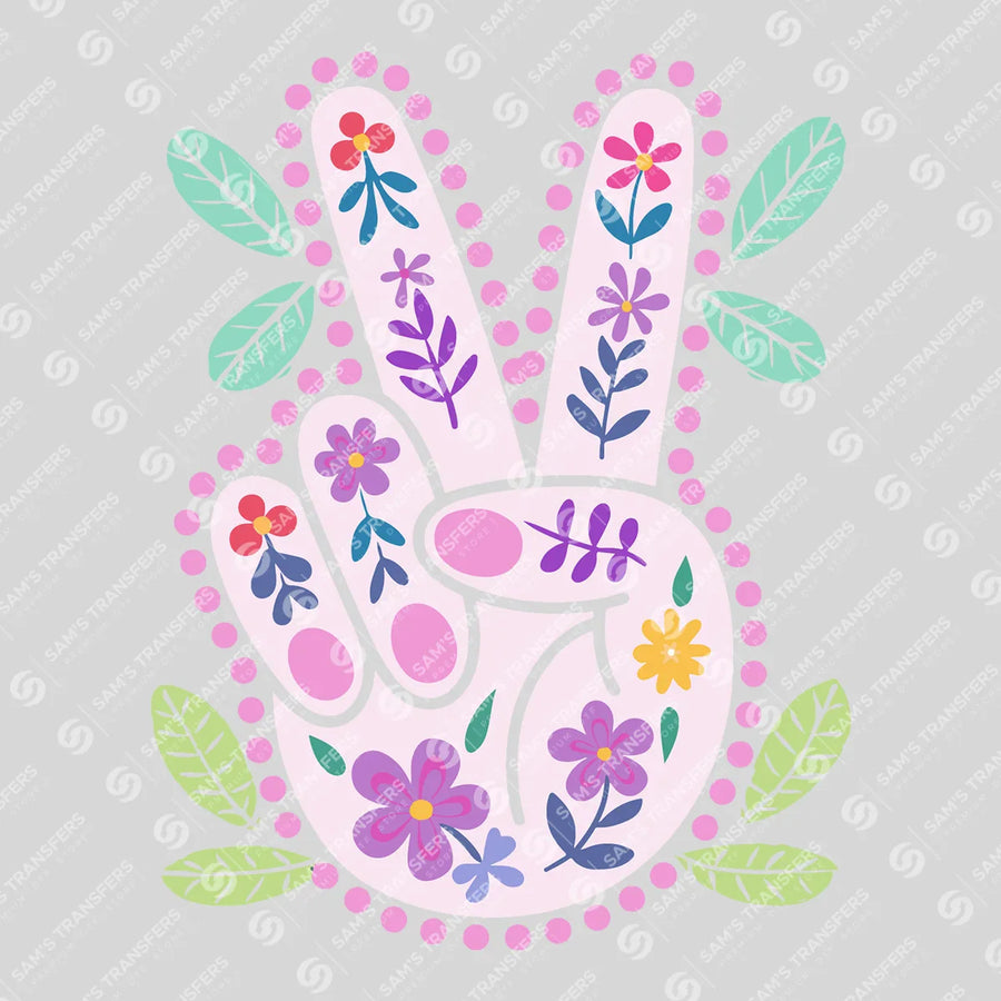 Floral Peace Sign Ready-to-Press DTF Transfer | SAT11413