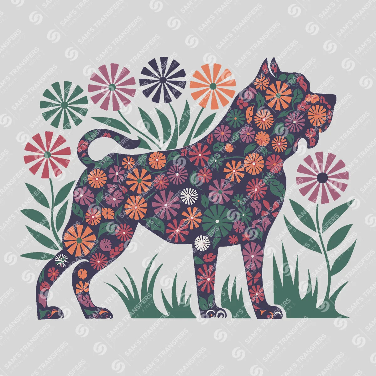 Apparel featuring a Floral Dog-themed DTF transfer.