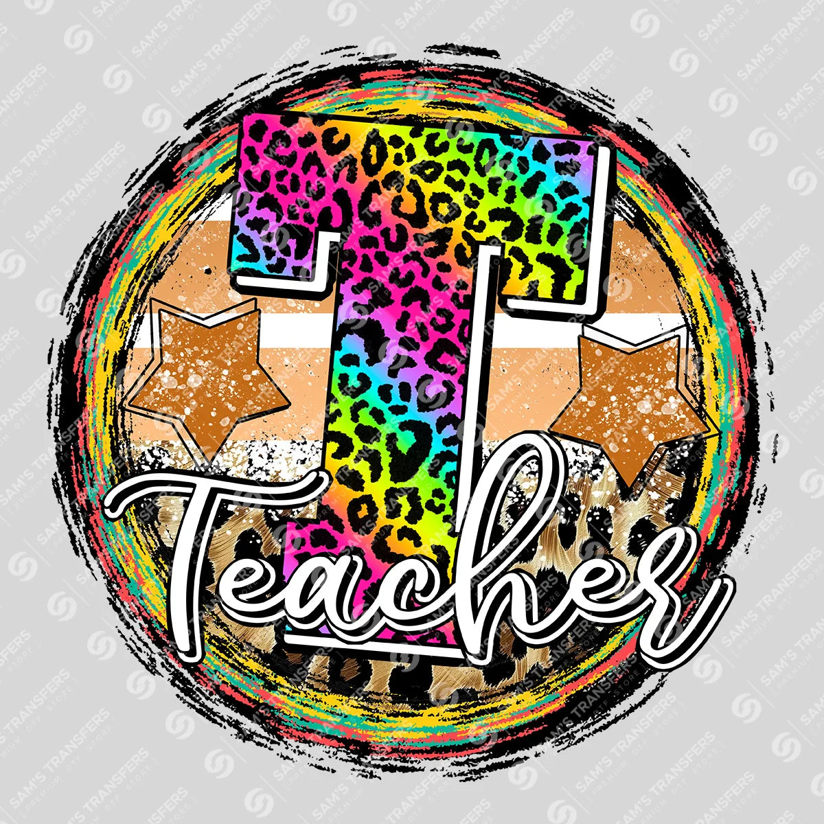 Apparel featuring a Teacher-themed DTF transfer.