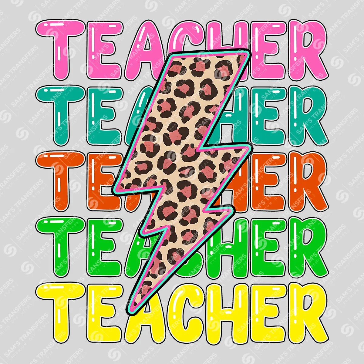 Apparel featuring a Teacher-themed DTF transfer.