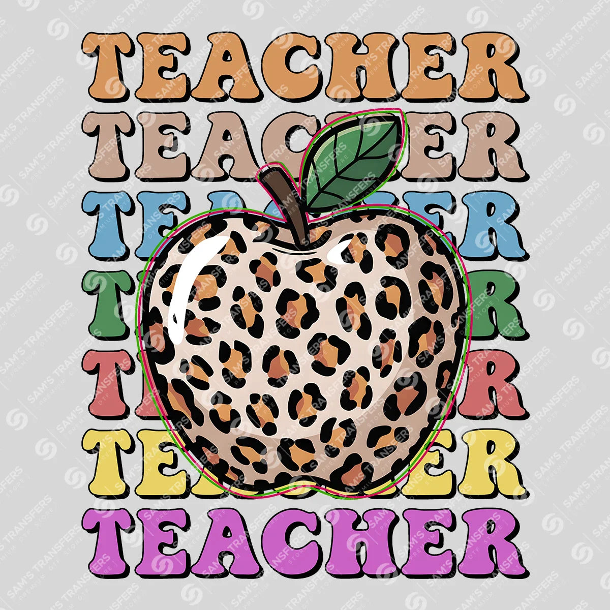 Apparel featuring a Teacher-themed DTF transfer.