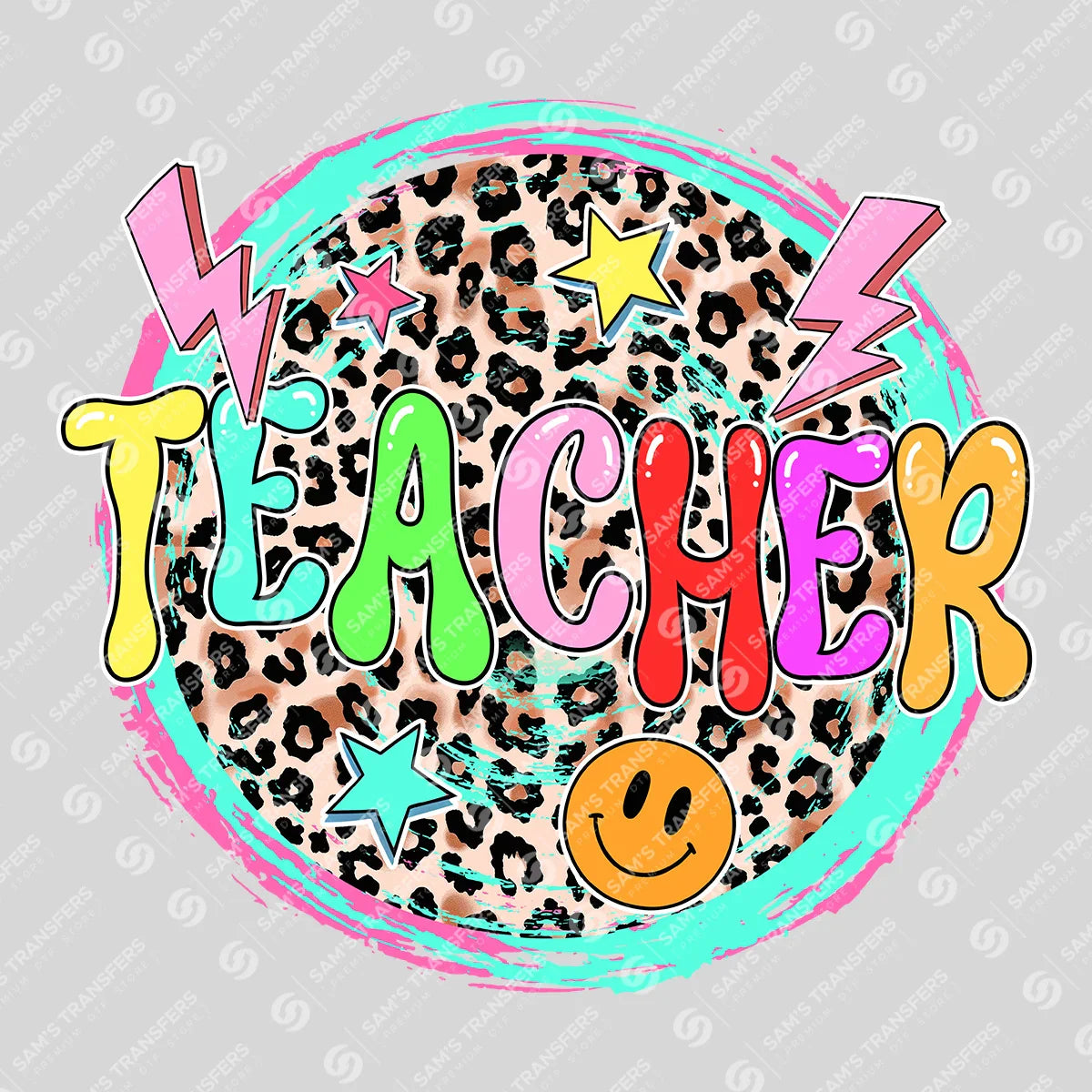 Apparel featuring a Teacher-themed DTF transfer.