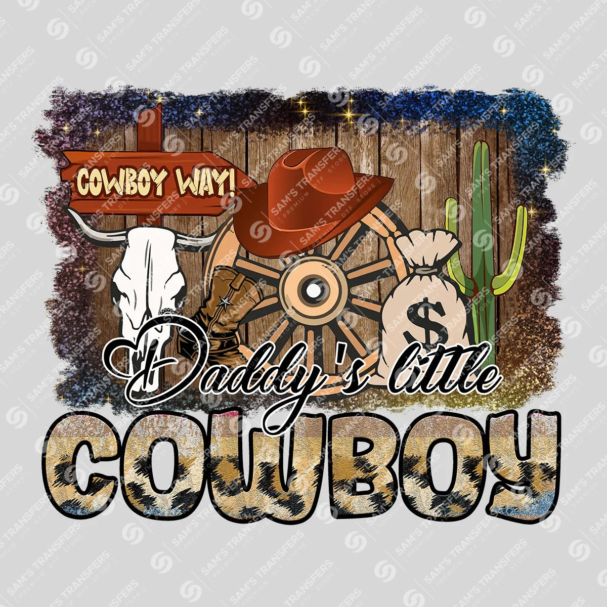 Apparel featuring a Daddy's Little Cowboy-themed DTF transfer.