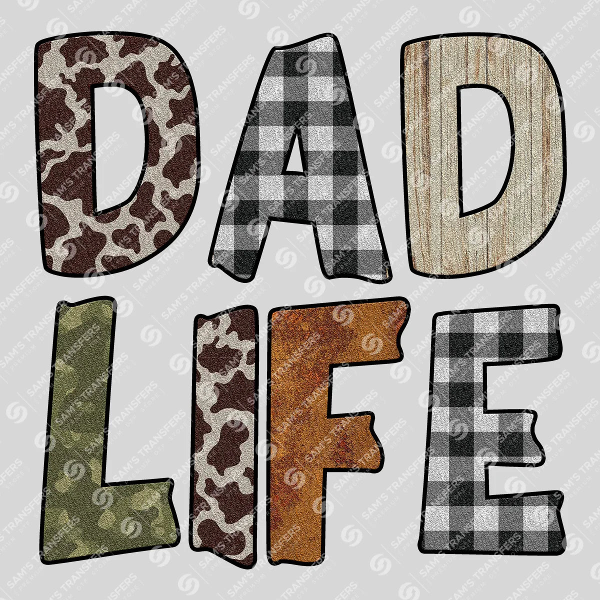 Apparel featuring a Dad Life-themed DTF transfer.
