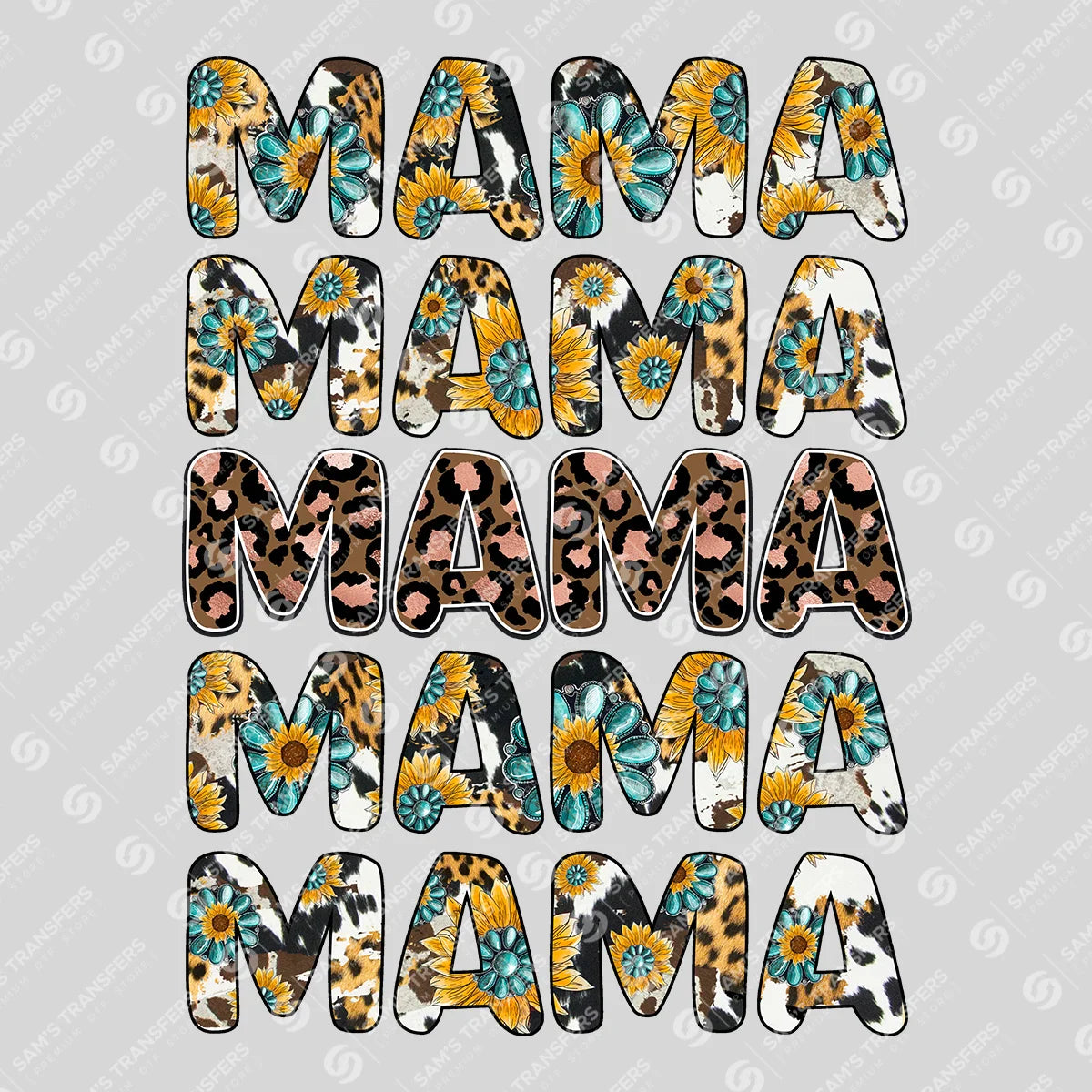 Apparel featuring a Mama-themed DTF transfer.
