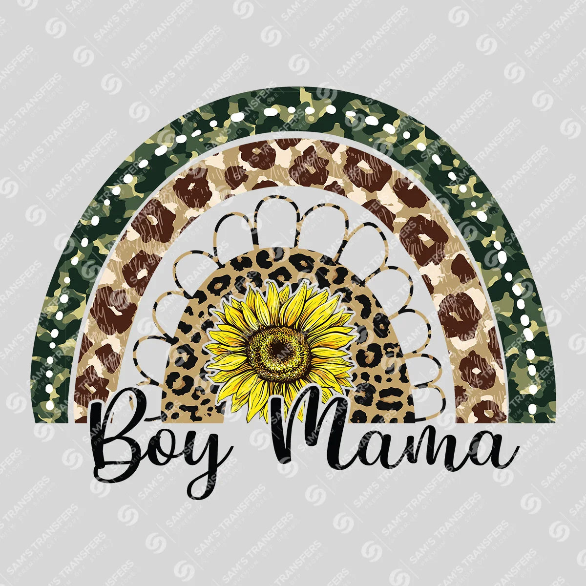 Apparel featuring a Boy Mama-themed DTF transfer.