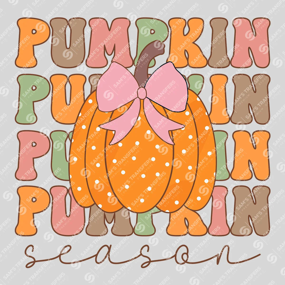 Apparel featuring a Pumpkin Season-themed DTF transfer.