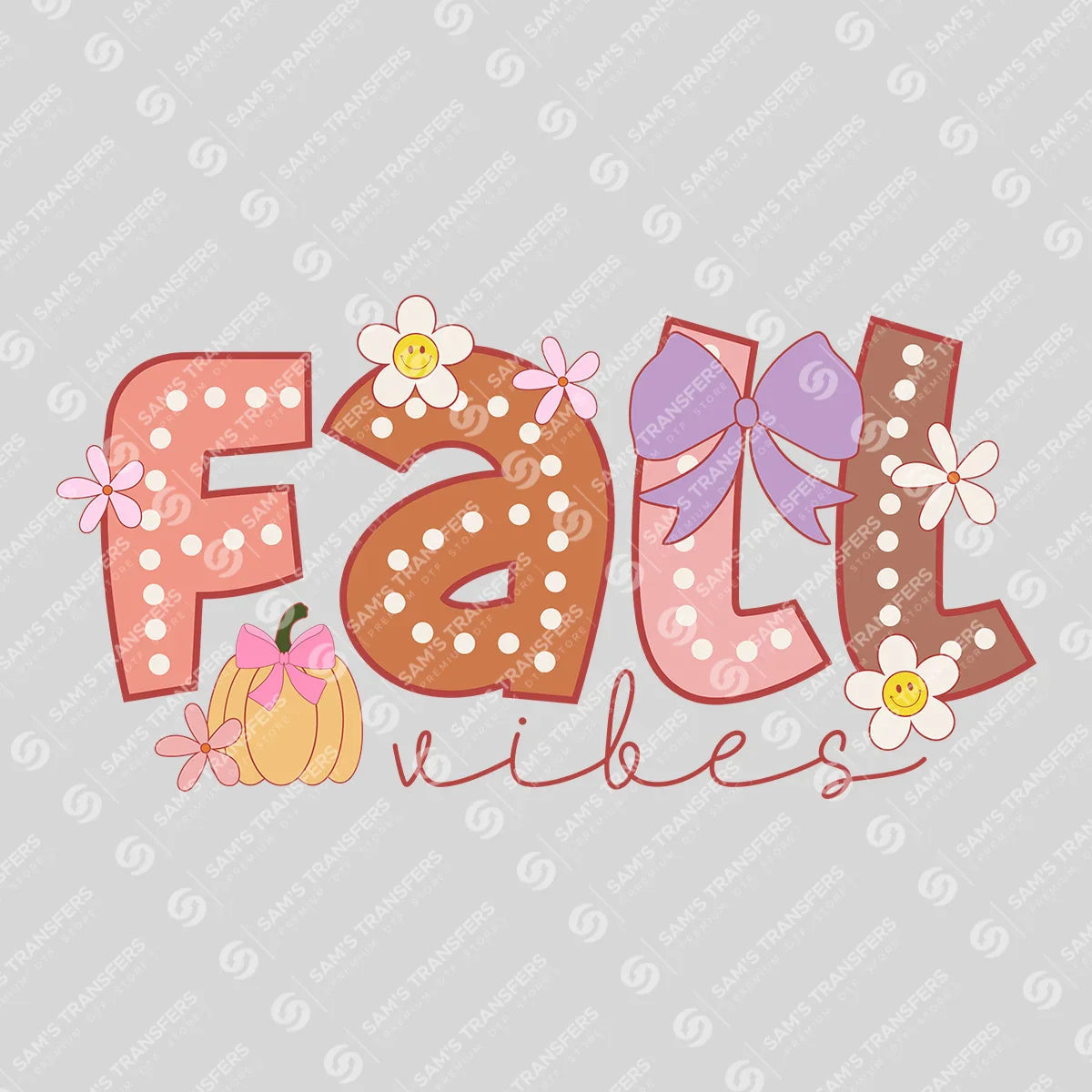 Apparel featuring a Fall Vibes-themed DTF transfer.