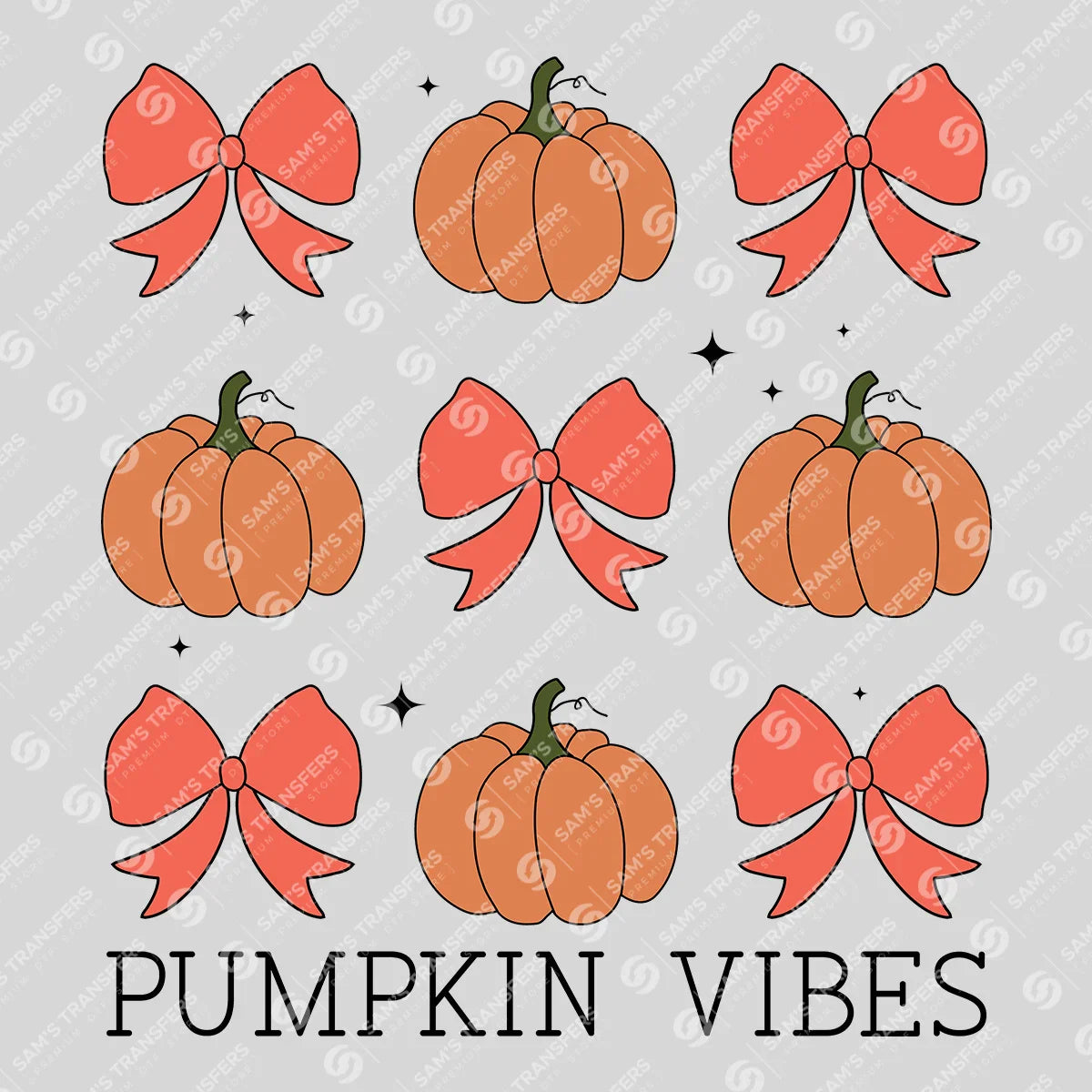 Apparel featuring a Pumpkin Vibes-themed DTF transfer.