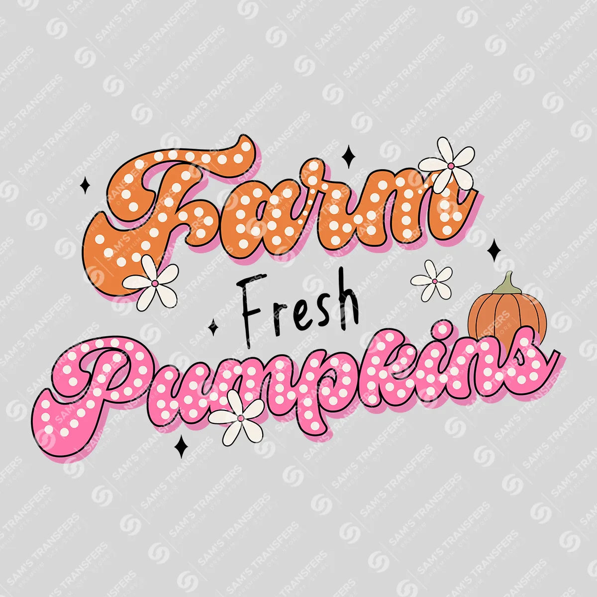 Apparel featuring a Farm Fresh Pumpkins-themed DTF transfer.