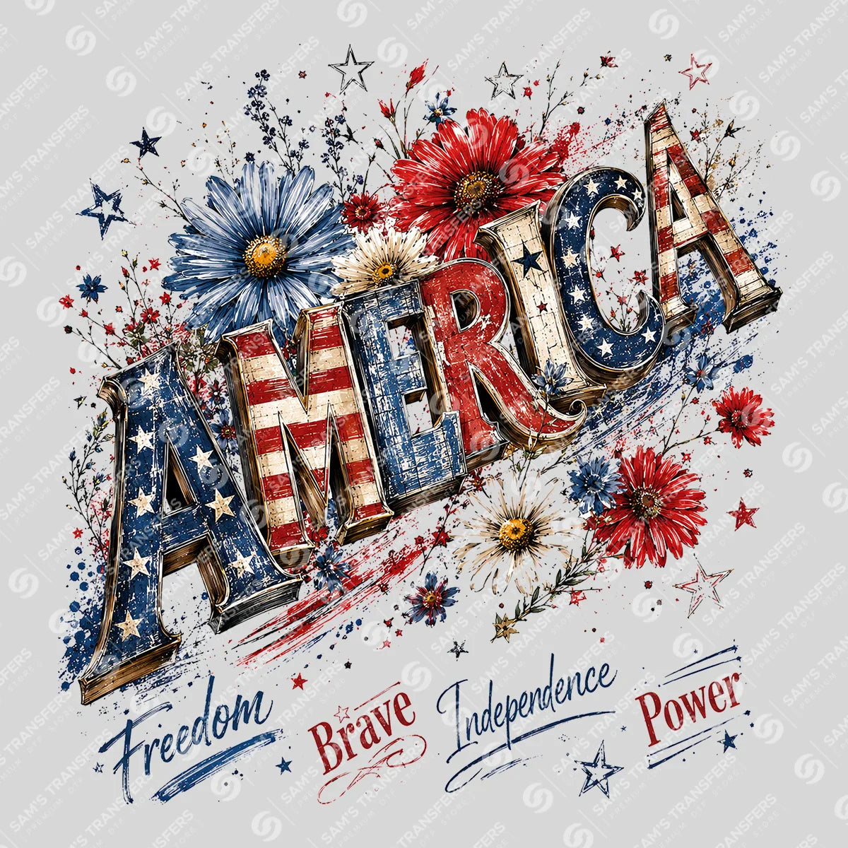 Apparel featuring a America-themed DTF transfer.