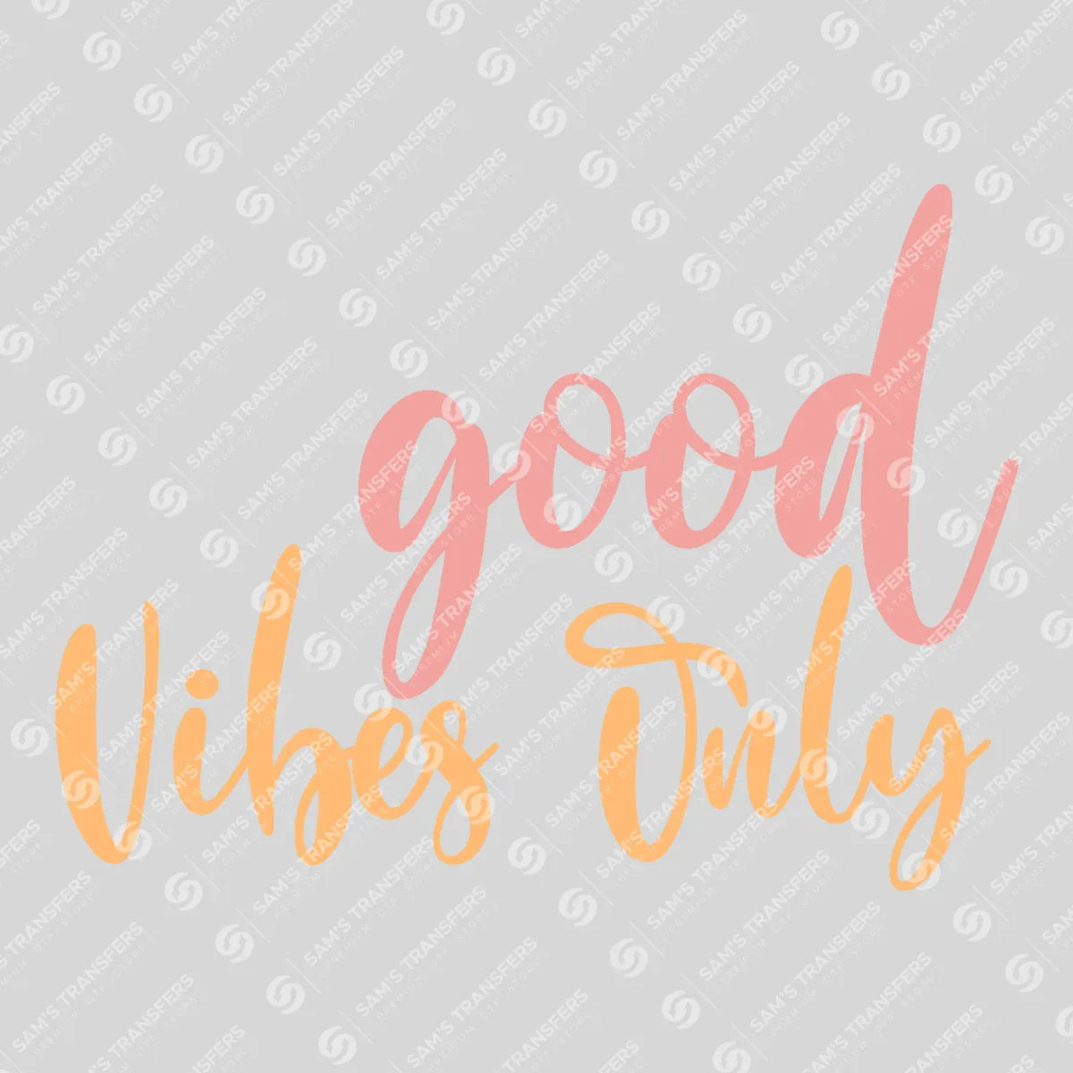 Apparel featuring a Good Vibes Only-themed DTF transfer.