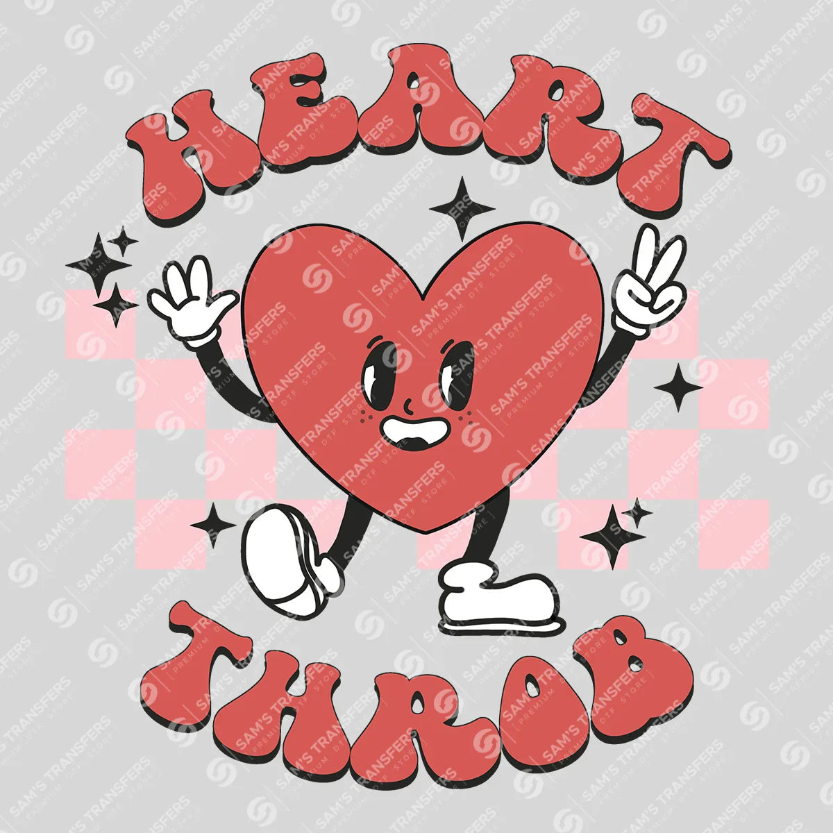 Apparel featuring a Heart Throb-themed DTF transfer.