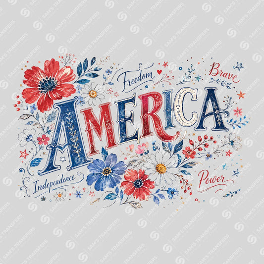 Apparel featuring a America-themed DTF transfer.