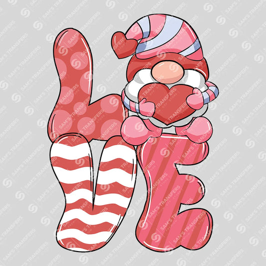 Apparel featuring a Love Gnome-themed DTF transfer.