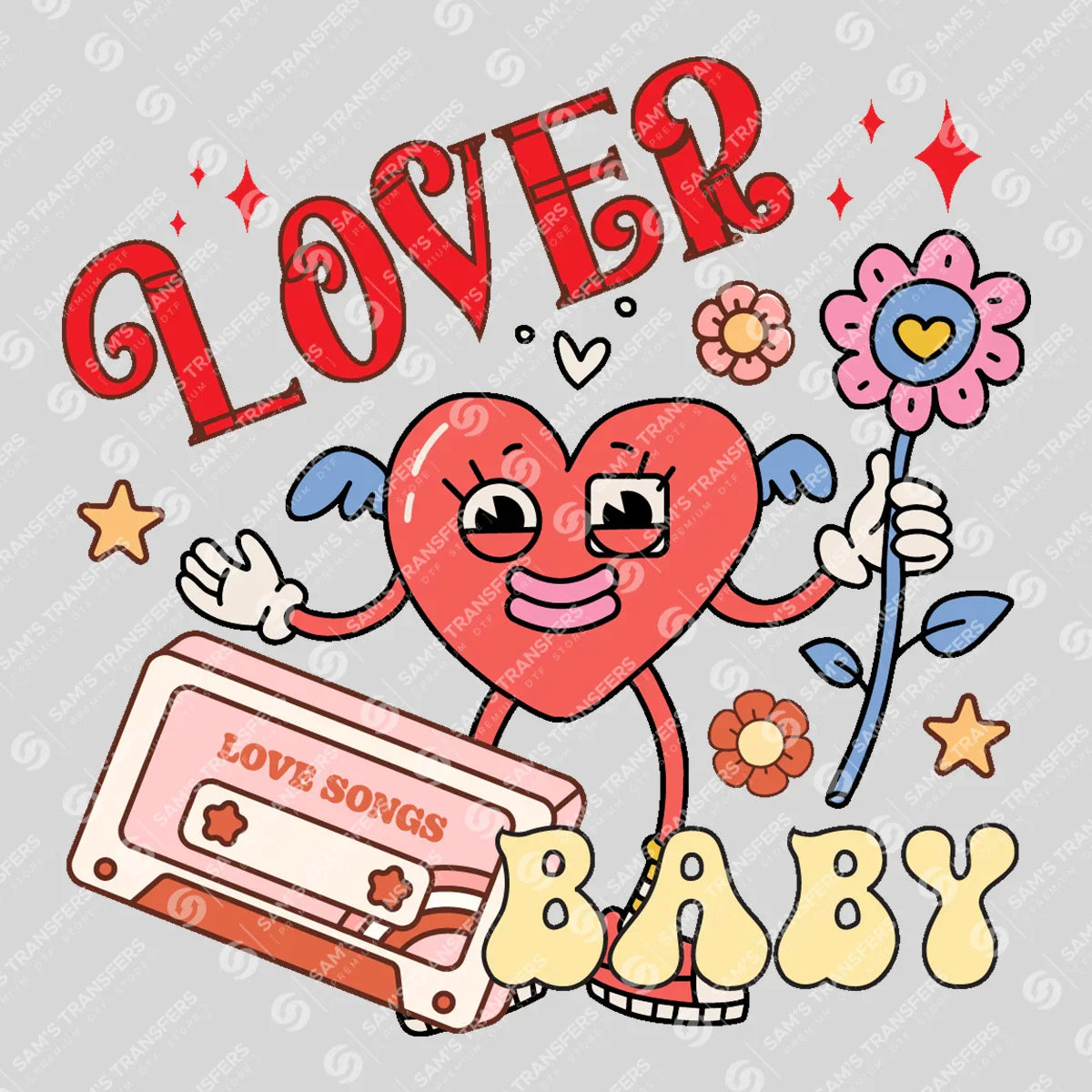 Apparel featuring a Lover Baby-themed DTF transfer.
