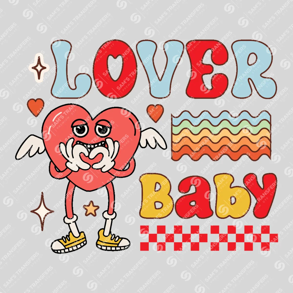 Apparel featuring a Lover Baby-themed DTF transfer.