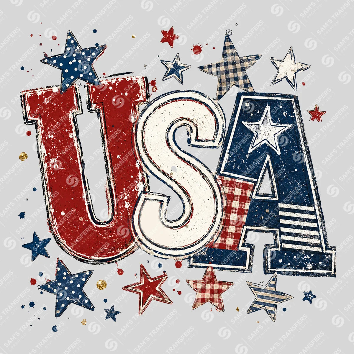 Apparel featuring a USA-themed DTF transfer.