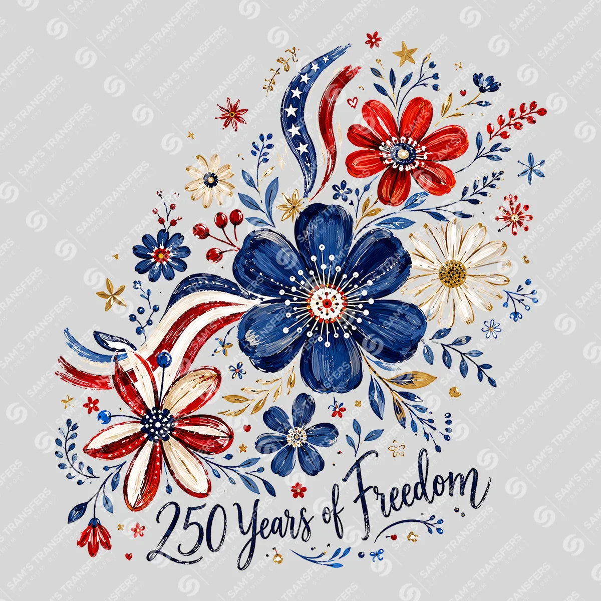 Apparel featuring a 250 Years Of Freedom-themed DTF transfer.