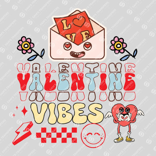 Apparel featuring a Valentine Vibes-themed DTF transfer.