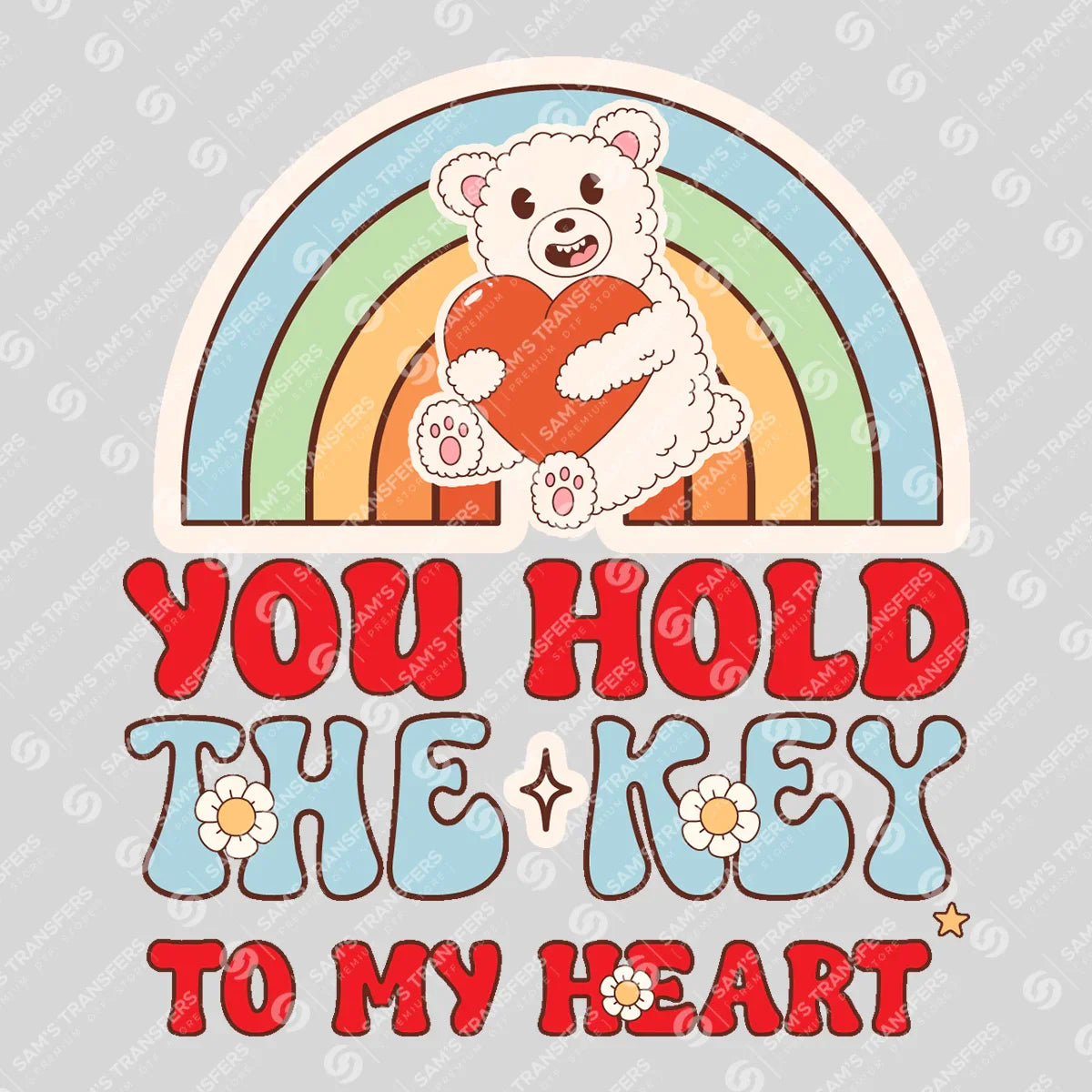 Apparel featuring a You Hold The Key To My Heart-themed DTF transfer.