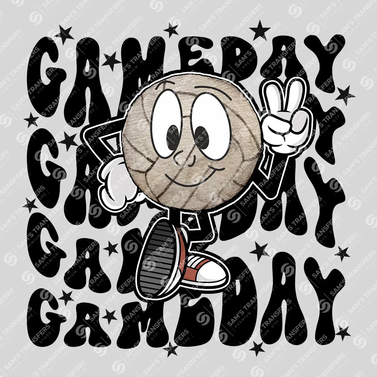Cartoon Volleyball Game Day DTF Transfer Design