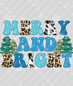Merry and Bright – Leopard & Cow Print Christmas DTF Transfer