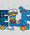 ELF – Blue Plaid & Striped Christmas DTF Transfer
