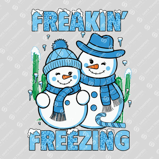 Freakin’ Freezing – Snowman Couple Winter DTF Transfer