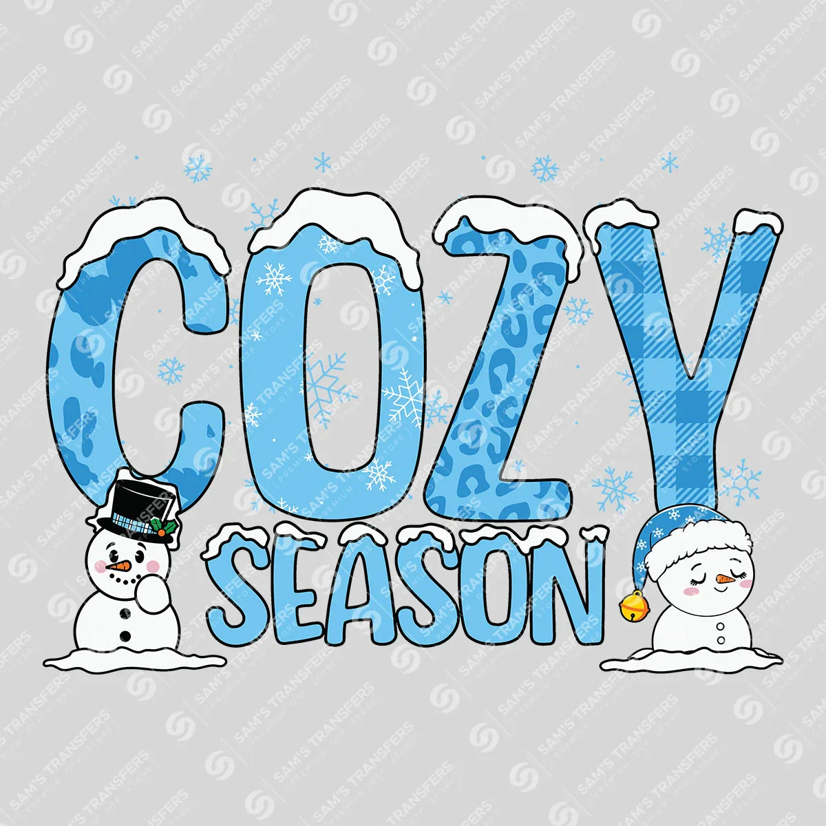 Cozy Season – Snowman & Snowflake Winter DTF Transfer