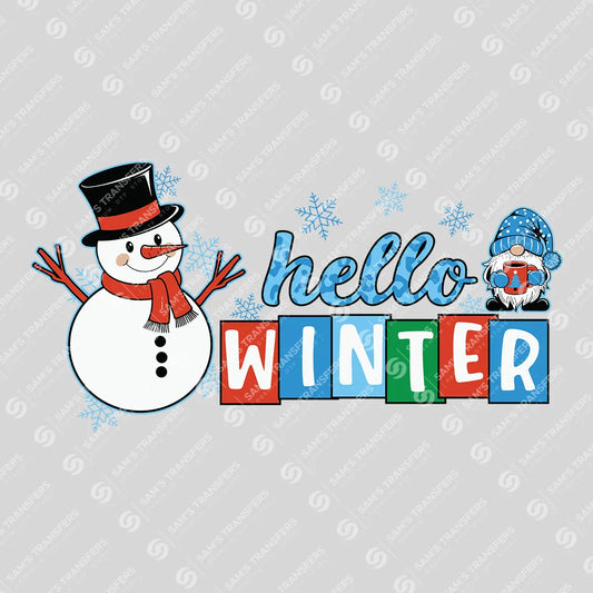 Hello Winter – Snowman & Gnome Holiday DTF Transfer