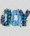 JOY – Blue Buffalo Plaid Christmas Lights DTF Transfer
