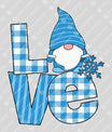 LOVE – Blue Gnome & Snowflake Winter DTF Transfer