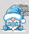 Winter Kisses Snowflake Wishes – Blue Gnome Winter DTF Transfer