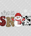 Let It Snow – Plaid, Leopard & Cow Print Snowman DTF Transfer