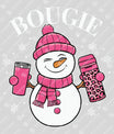 Bougie – Pink Snowman & Leopard Print Winter DTF Transfer