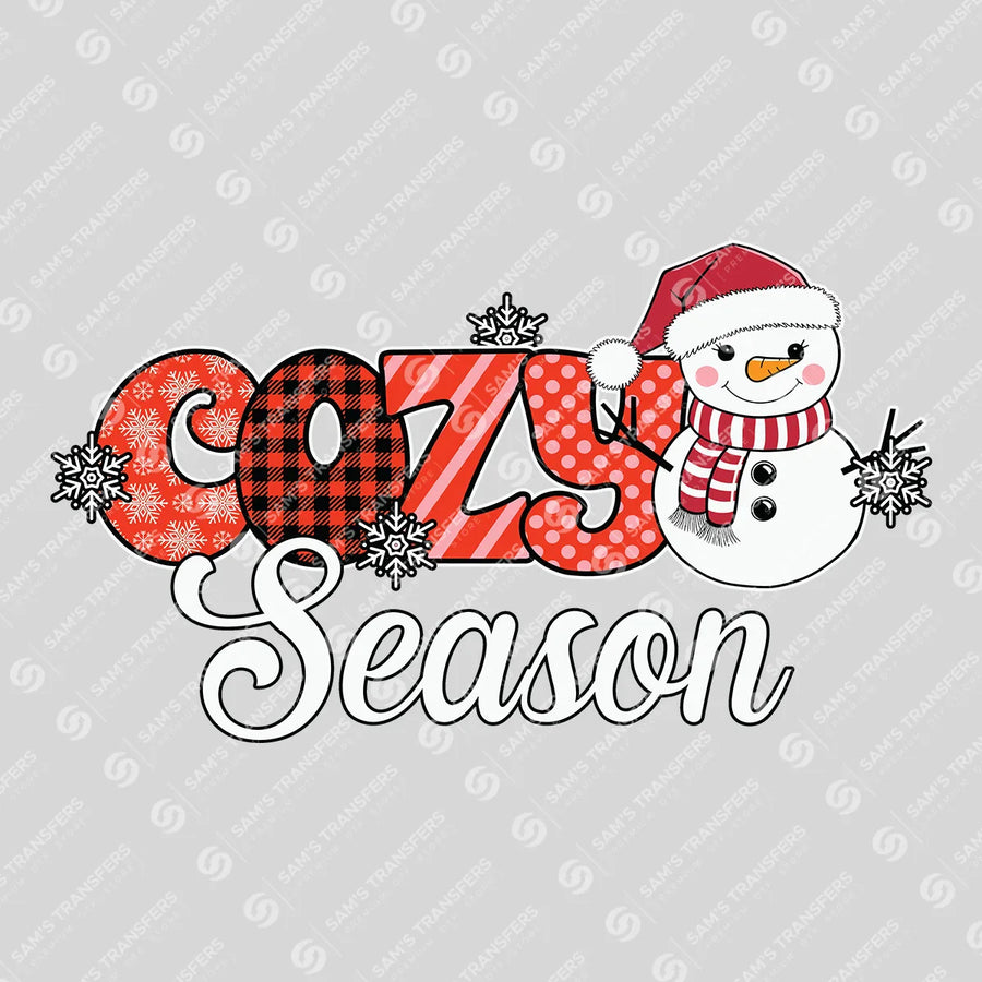 Cozy Season – Red Plaid Snowman DTF Transfer