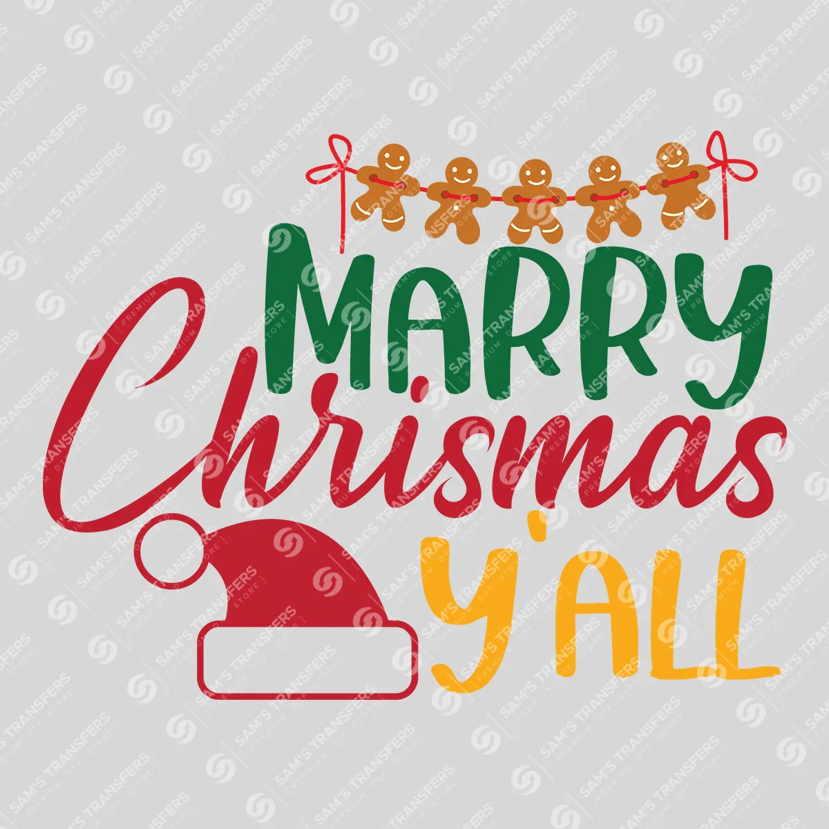 Merry Christmas Y’all – Gingerbread & Santa Hat Holiday Sweatshirt
