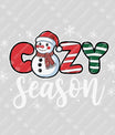 Cozy Season – Snowman & Candy Stripe Christmas DTF Transfer
