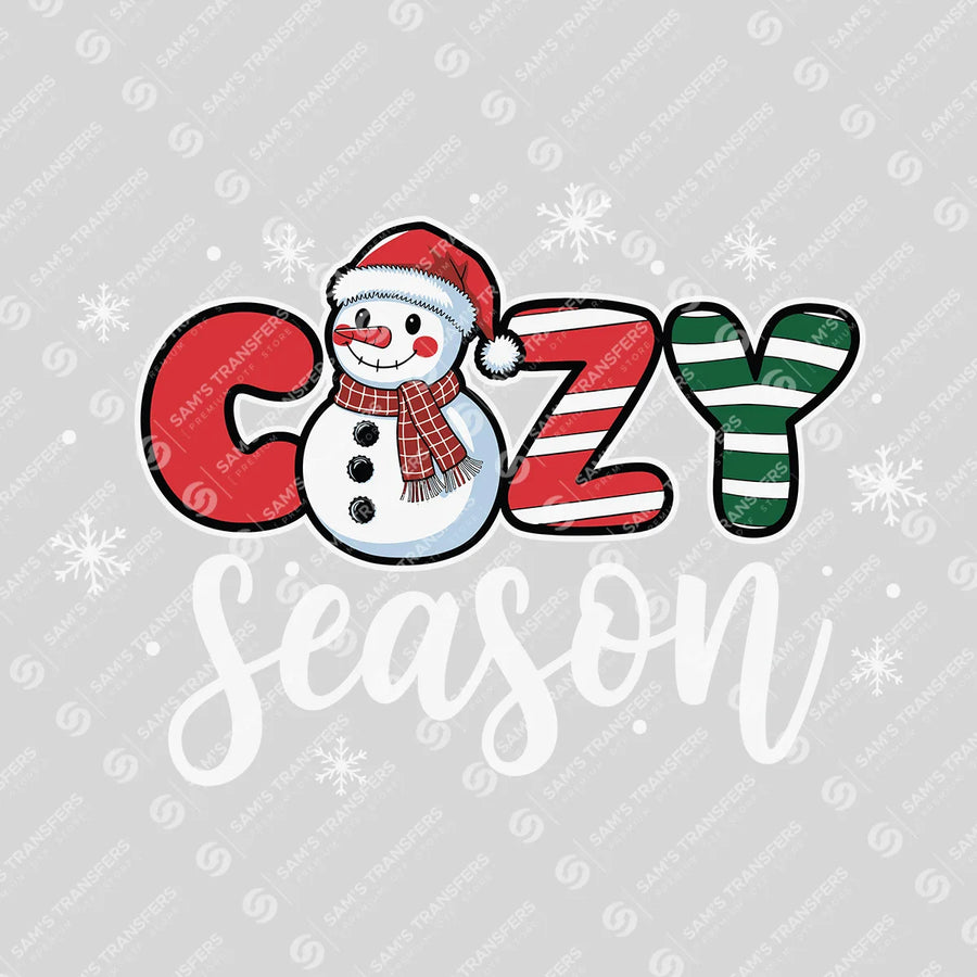 Cozy Season – Snowman & Candy Stripe Christmas DTF Transfer
