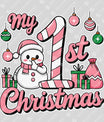 My 1st Christmas – Baby Snowman & Candy Cane DTF Transfer