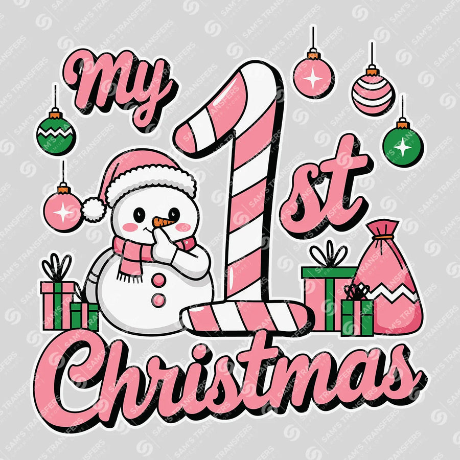 My 1st Christmas – Baby Snowman & Candy Cane DTF Transfer