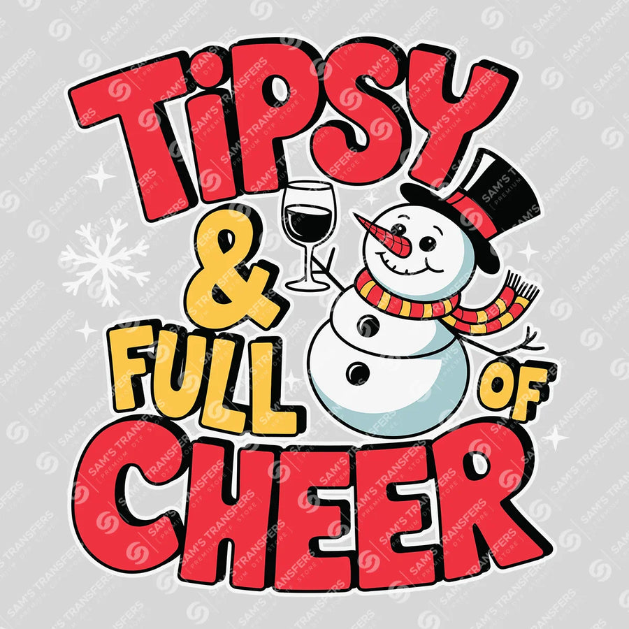 Tipsy & Full of Cheer – Funny Snowman Christmas DTF Transfer