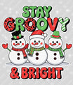 Stay Groovy & Bright – Trio Snowman Retro Christmas DTF Transfer