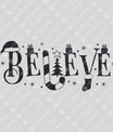 Believe – Classic Black Christmas Icons DTF Transfer