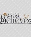 Believe – Gold & Black Minimal Christmas Script DTF Transfer