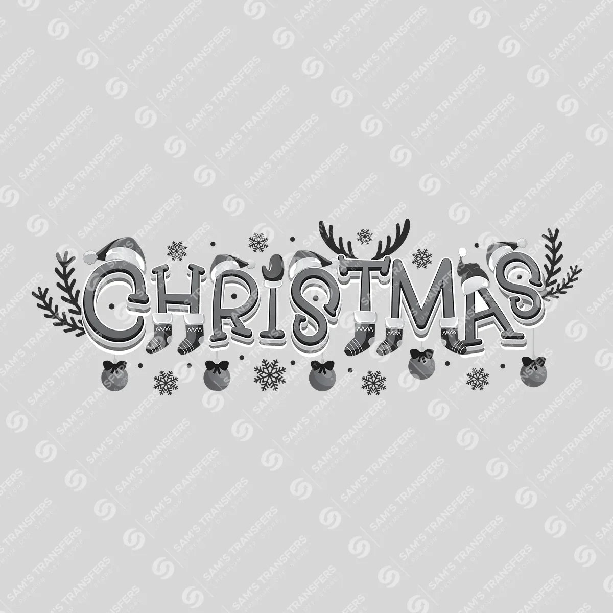 Christmas – Elegant Black & White Festive DTF Transfer
